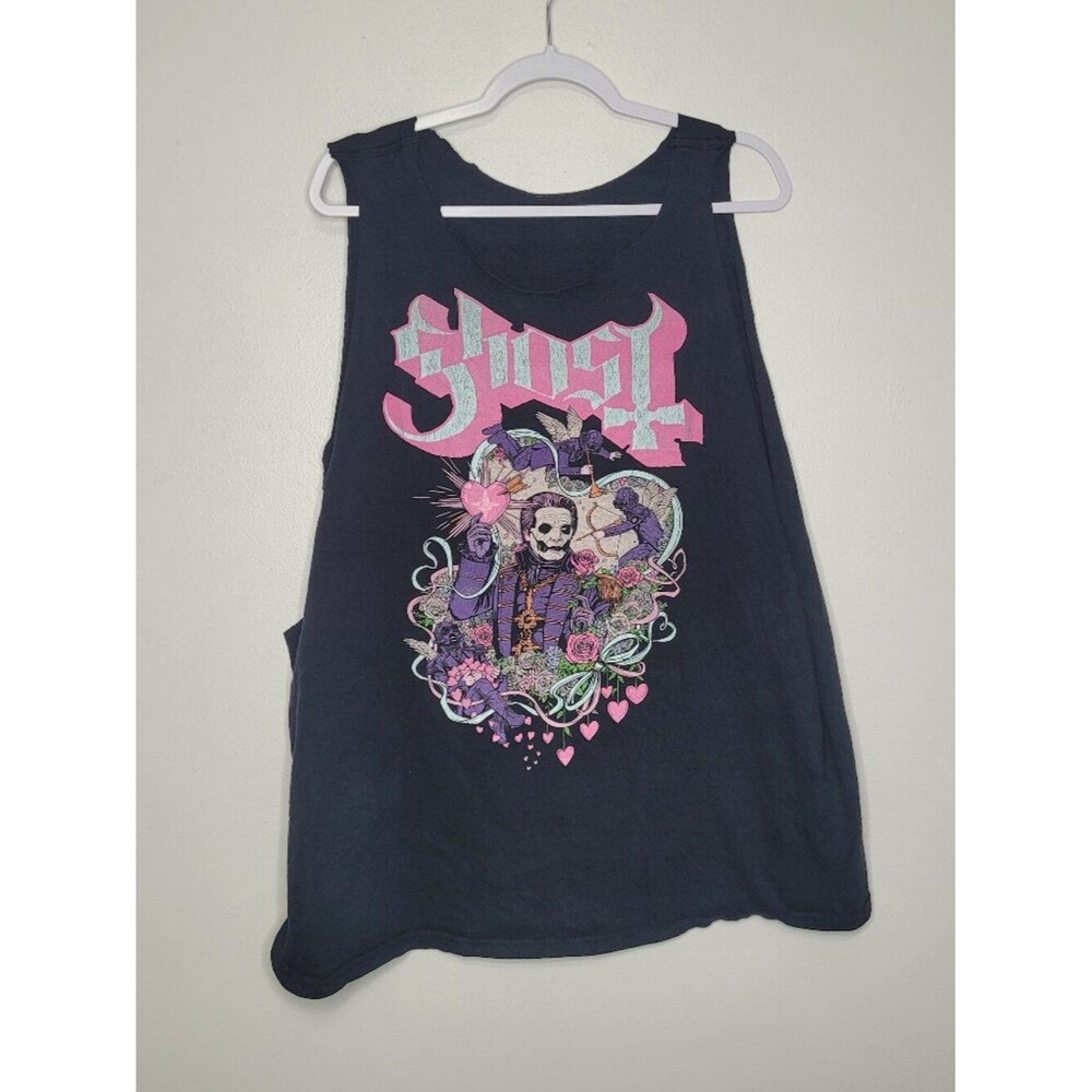 Ghost Valentine's Day big graphic front skeleton band shirt DIY cut tank